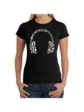NWT La Pop Art Graphic Headphones Word Art T-Shirt 263106 Black S